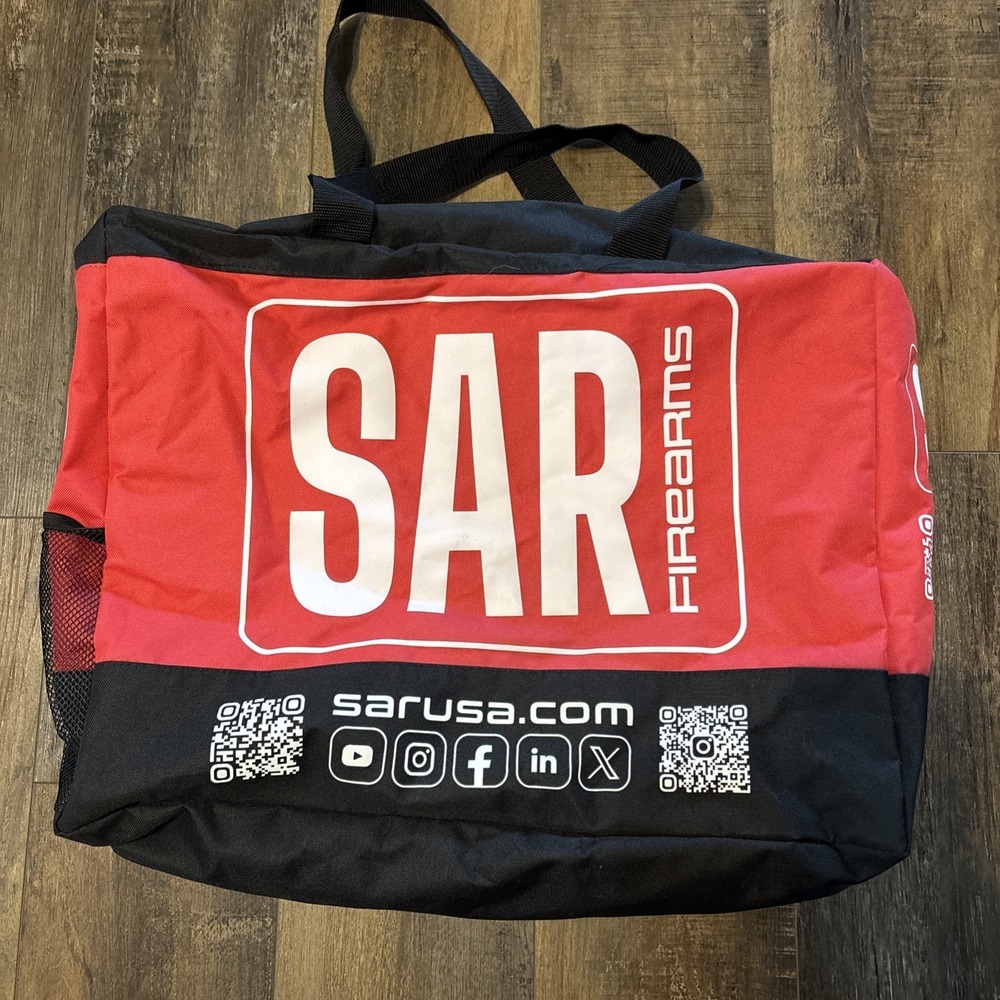 SAR USA Firearms Large Tote Bag Red & Black Ammo Firearm Gun Shooting Hunting
